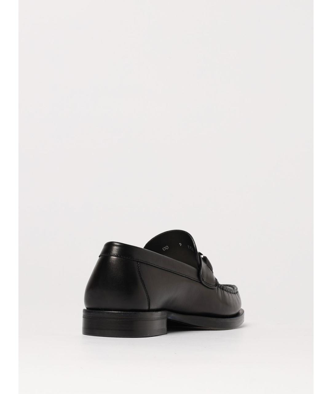 FERRAGAMO Черные кожаные лоферы, фото 3