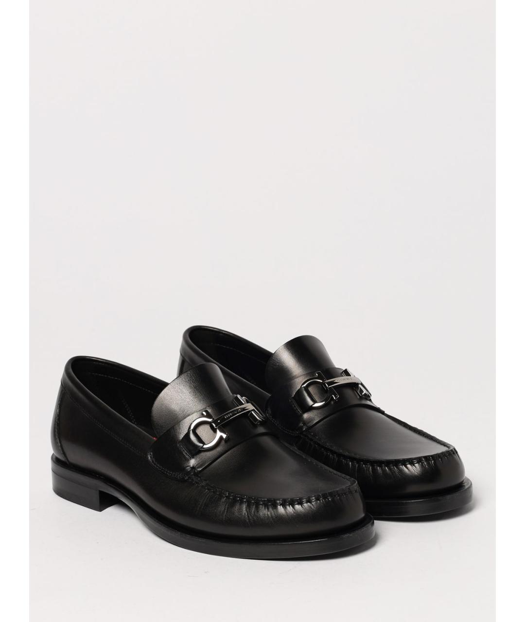 FERRAGAMO Черные кожаные лоферы, фото 2