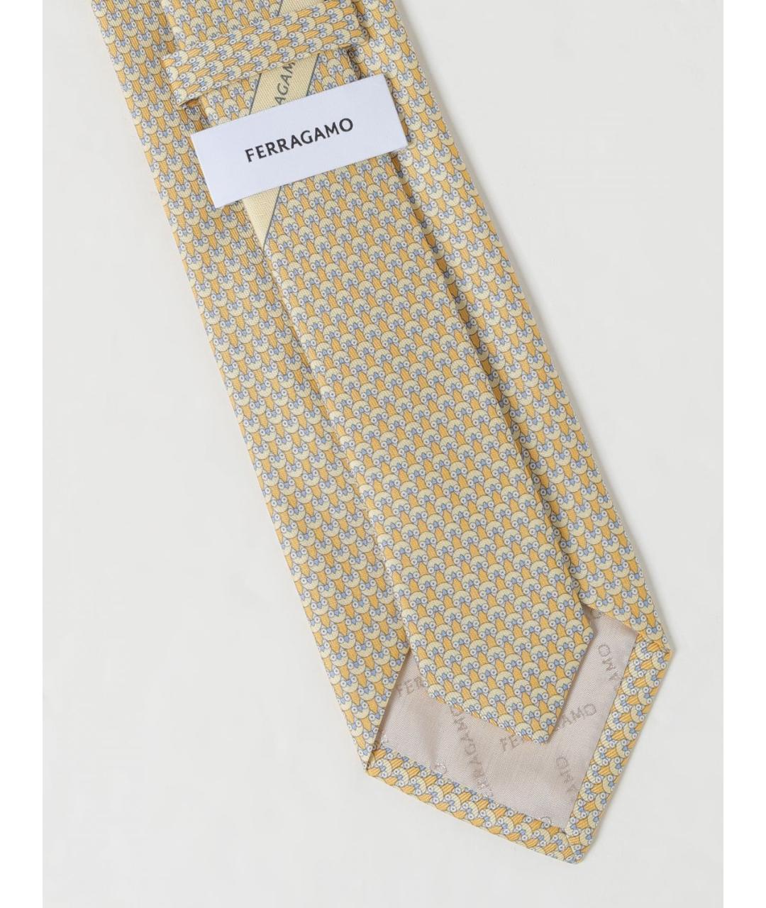 FERRAGAMO Бежевый шелковый галстук, фото 2