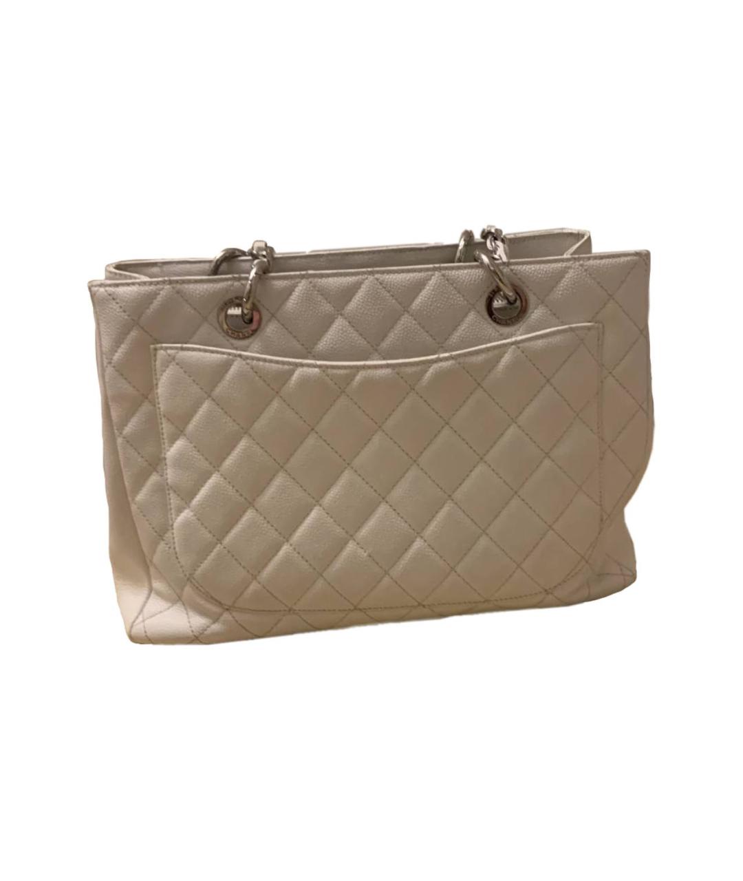 CHANEL Белая кожаная сумка тоут, фото 3