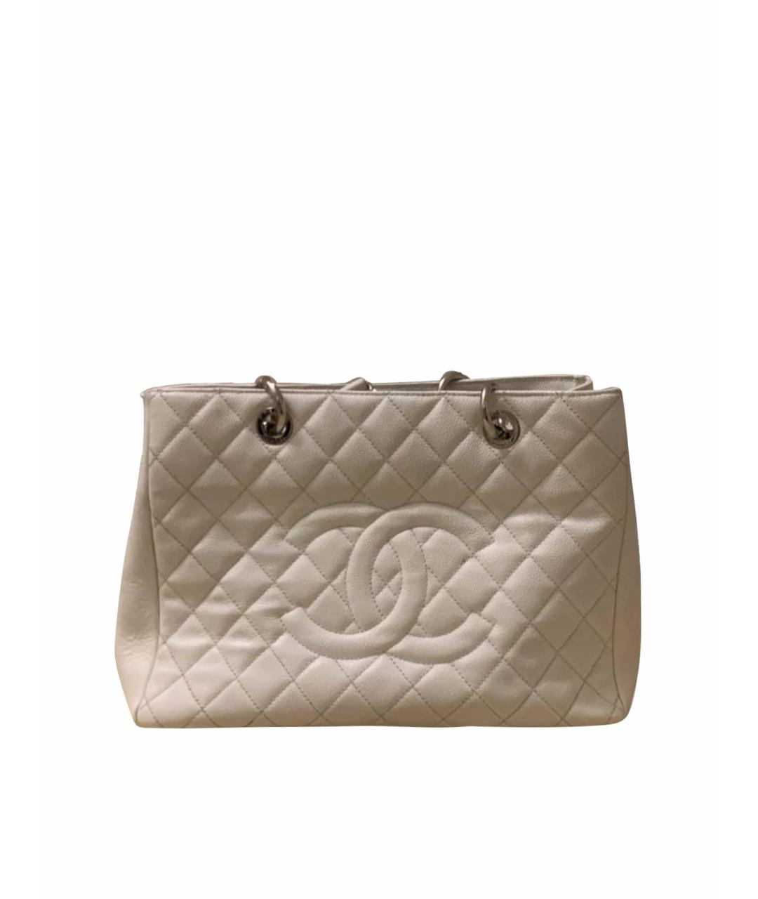 CHANEL Белая кожаная сумка тоут, фото 1