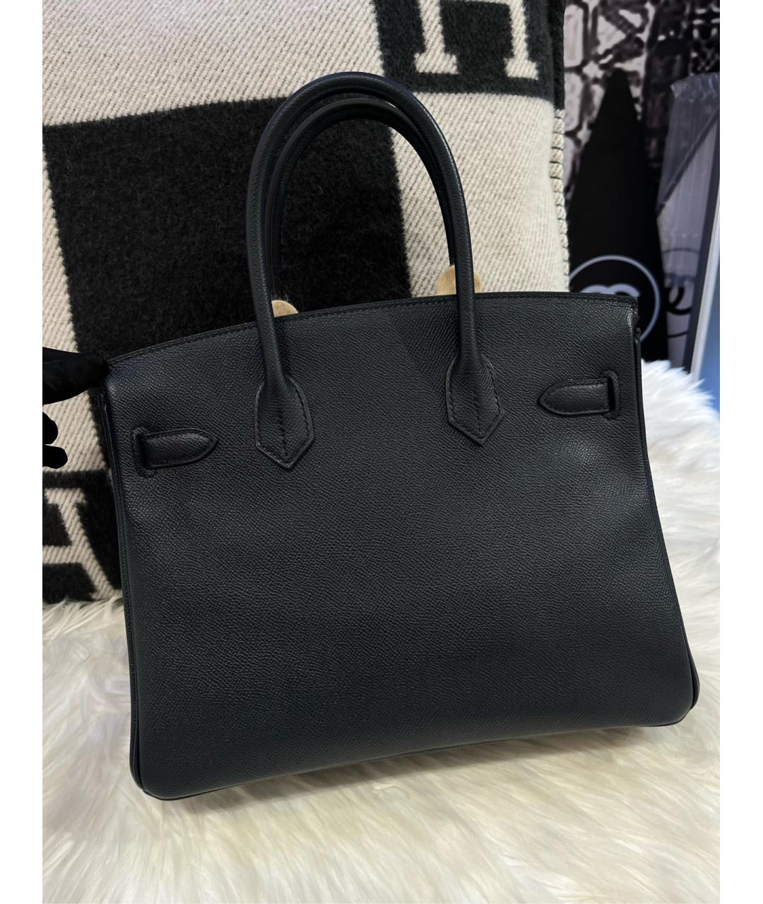HERMES Темно-синяя кожаная сумка с короткими ручками, фото 2