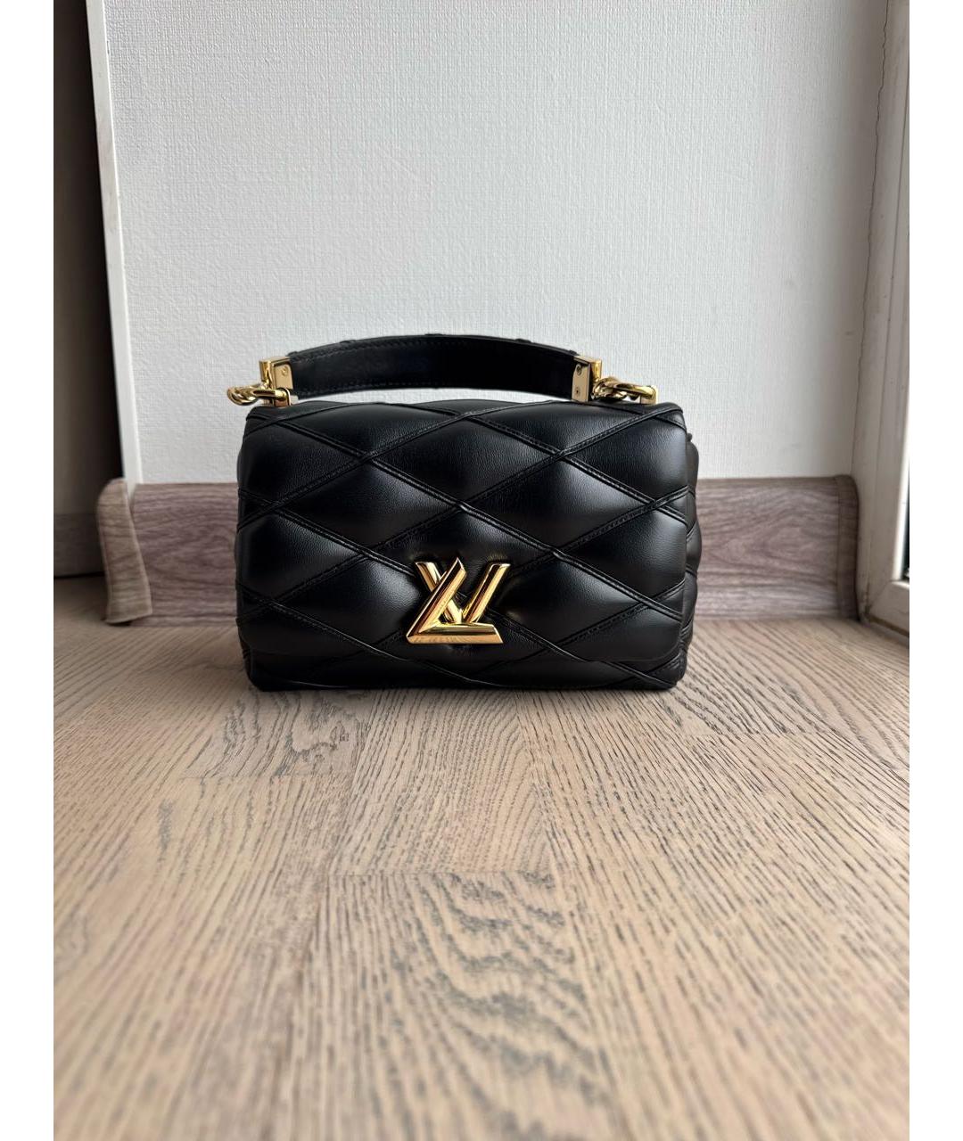 LOUIS VUITTON Черная кожаная сумка с короткими ручками, фото 6