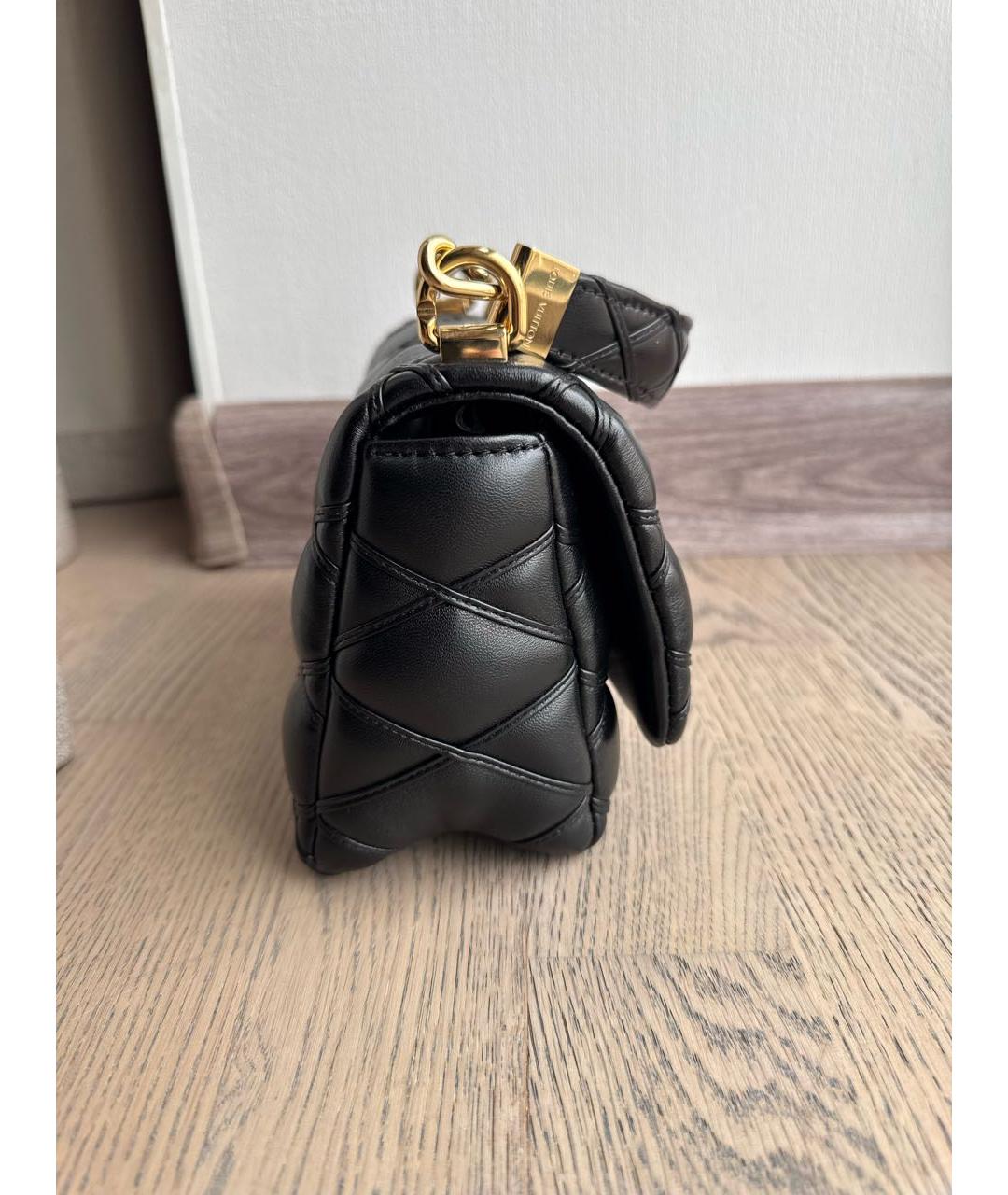 LOUIS VUITTON Черная кожаная сумка с короткими ручками, фото 4