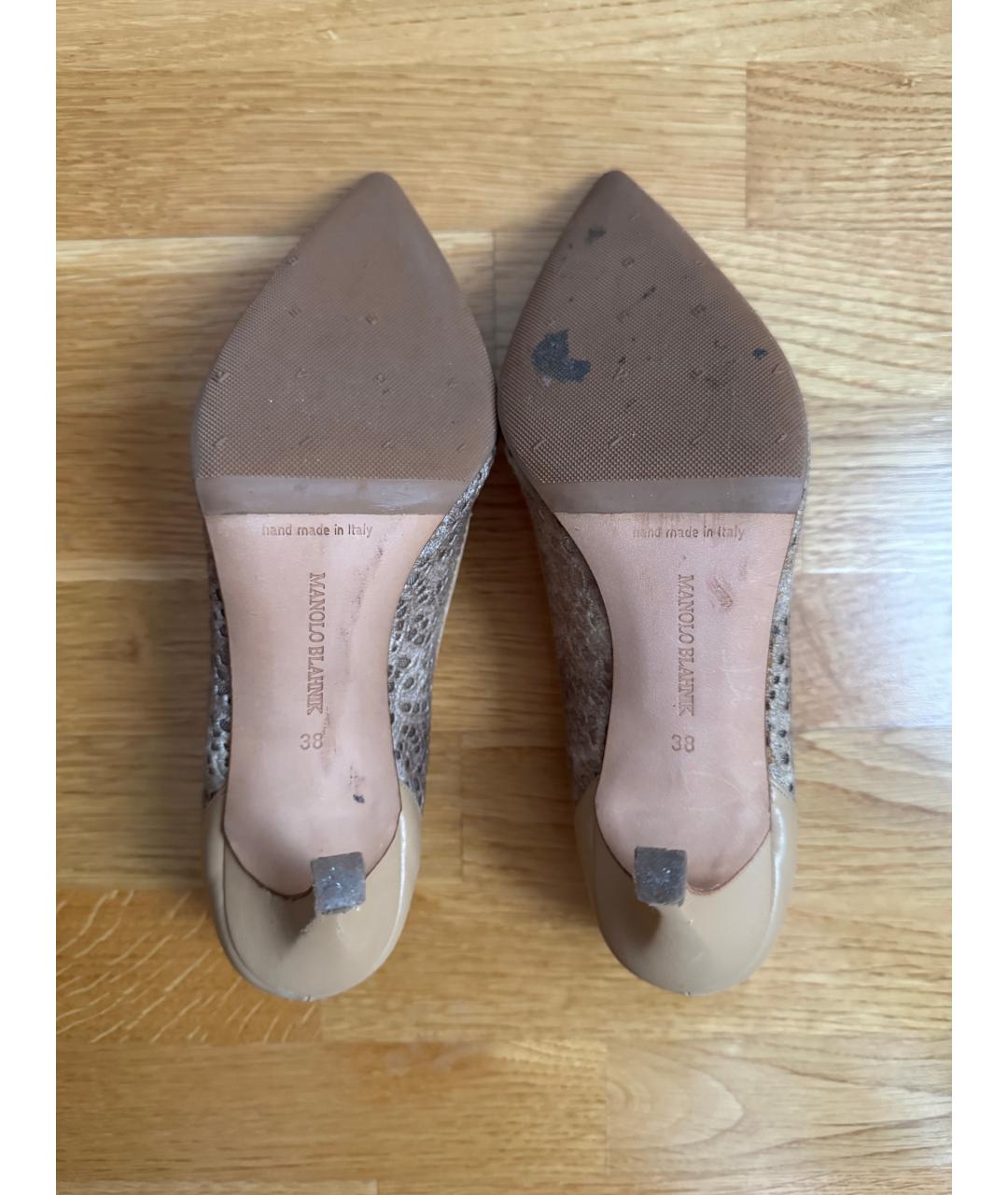 MANOLO BLAHNIK Бежевые кожаные туфли, фото 5