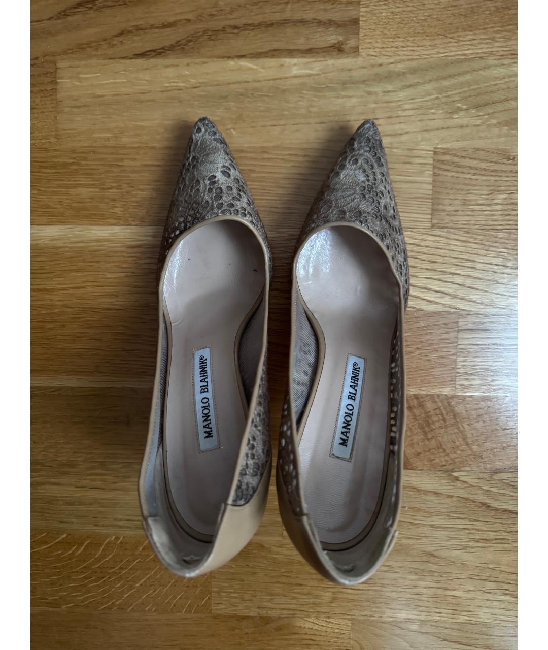 MANOLO BLAHNIK Бежевые кожаные туфли, фото 3