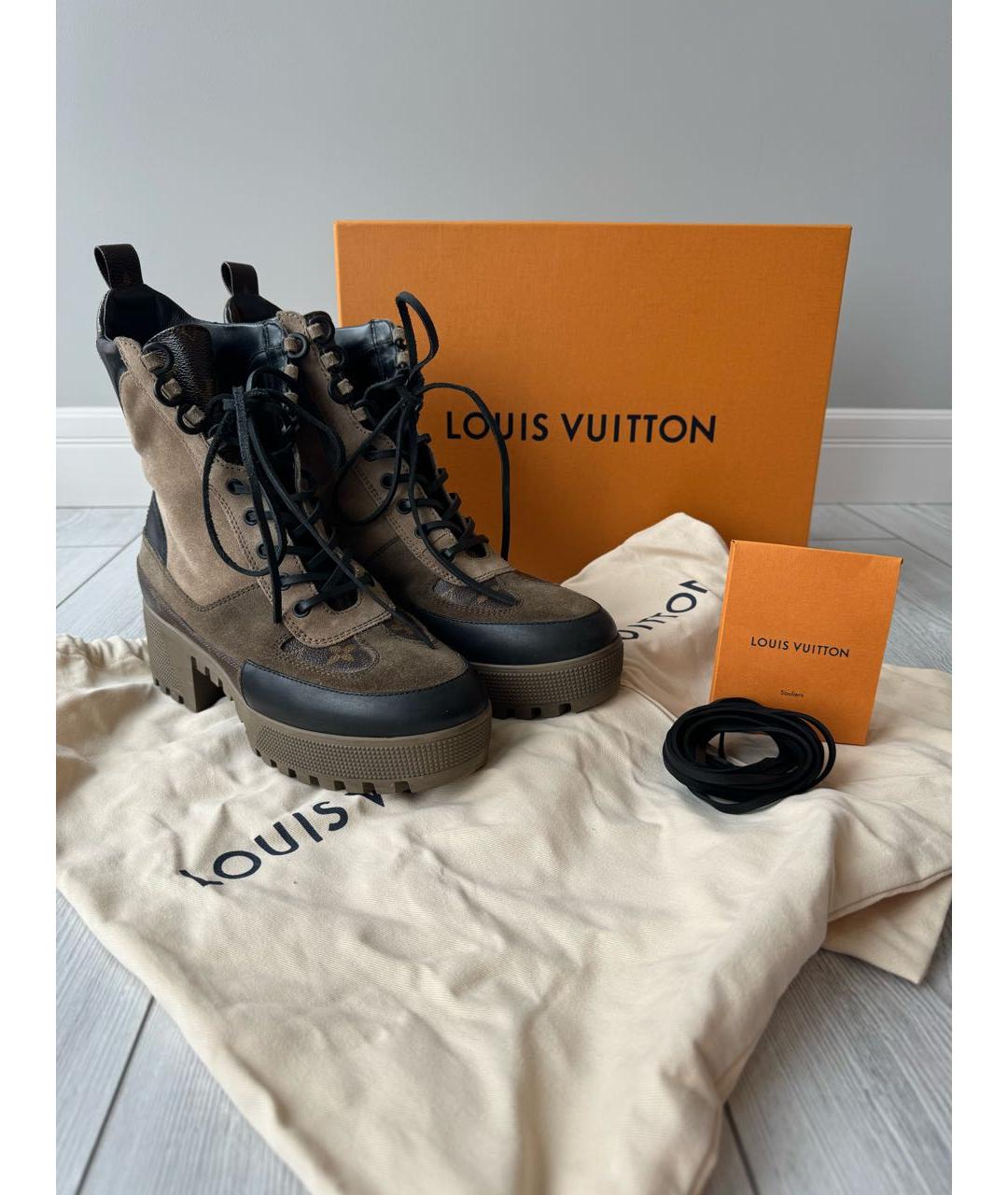LOUIS VUITTON Коричневые кожаные ботинки, фото 2