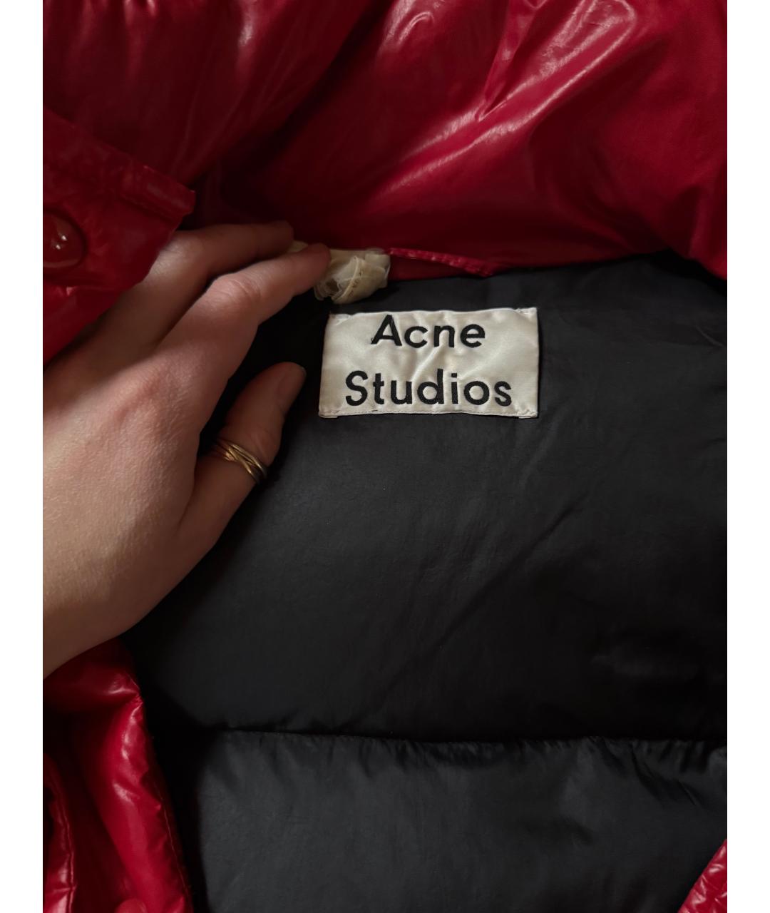ACNE STUDIOS Красный полиамидовый пуховик, фото 3