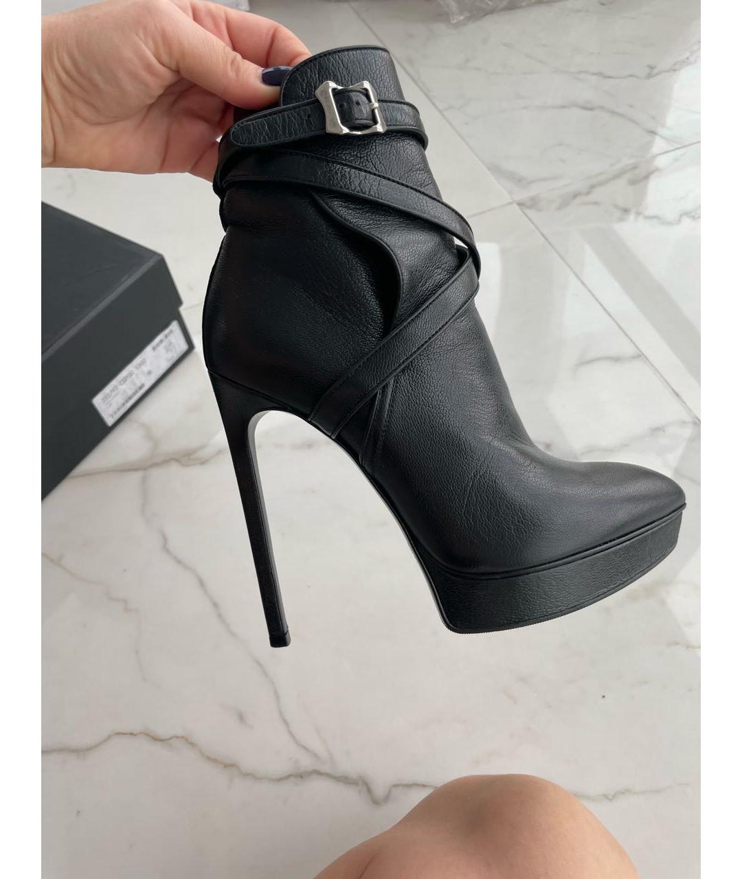 SAINT LAURENT Черные кожаные ботильоны, фото 2