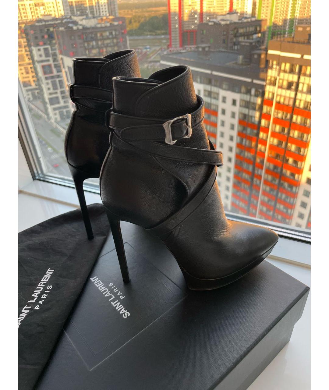 SAINT LAURENT Черные кожаные ботильоны, фото 5