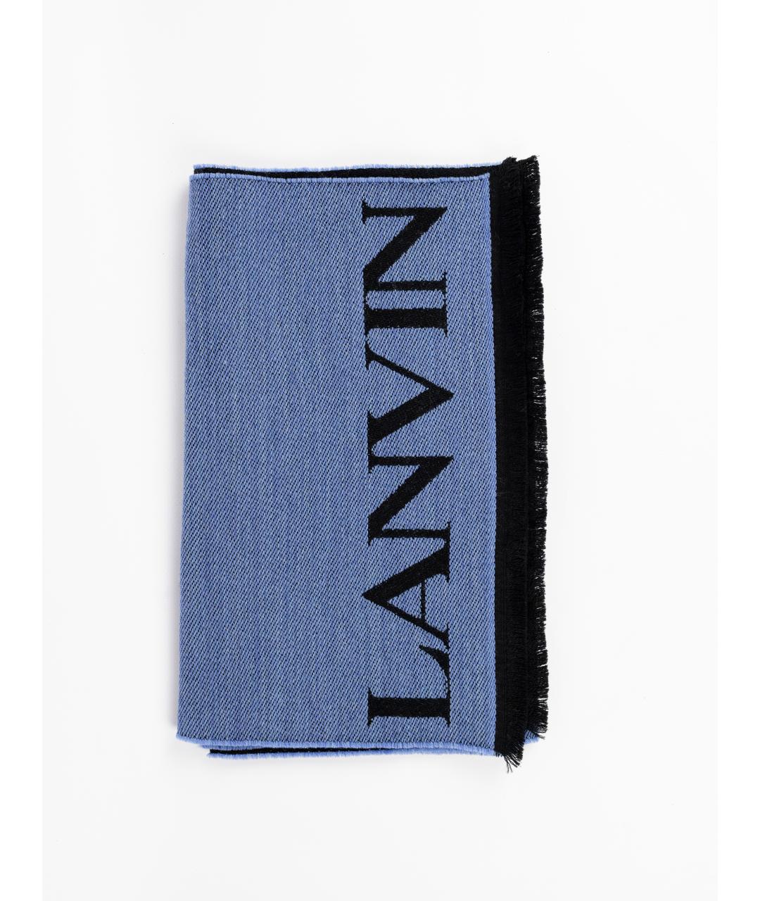 LANVIN Синий шерстяной шарф, фото 1
