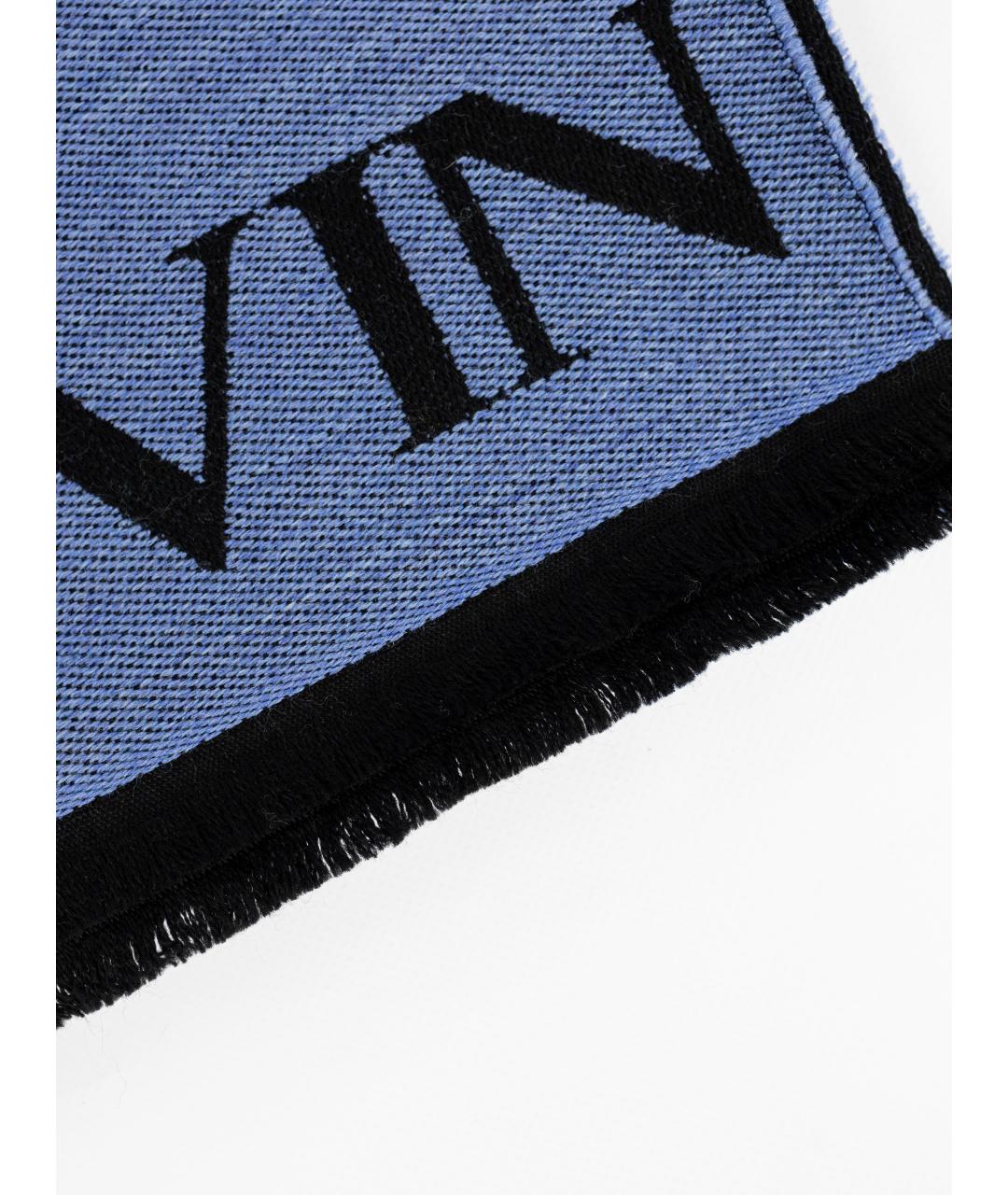 LANVIN Синий шерстяной шарф, фото 4