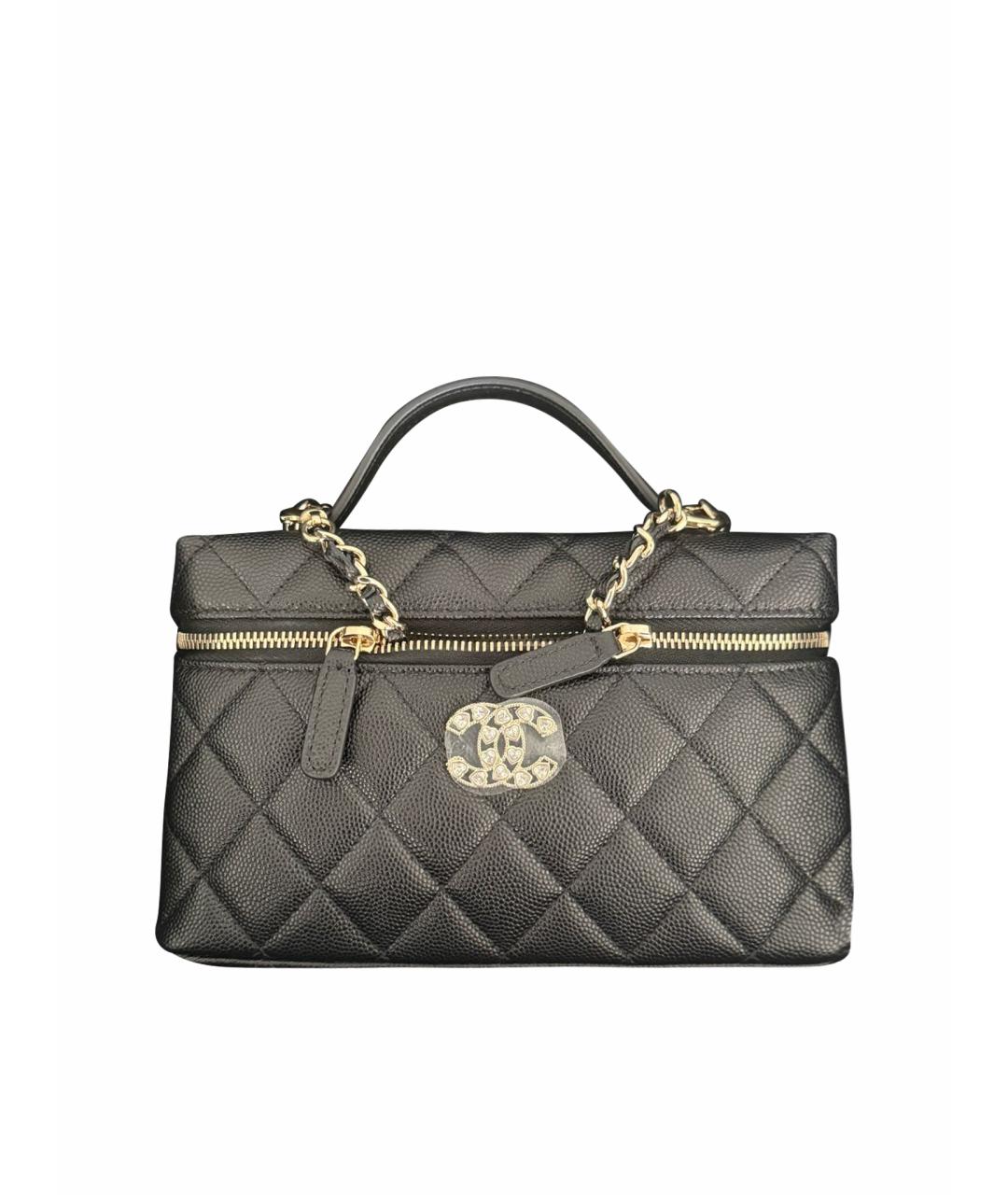 CHANEL Черная кожаная сумка с короткими ручками, фото 1