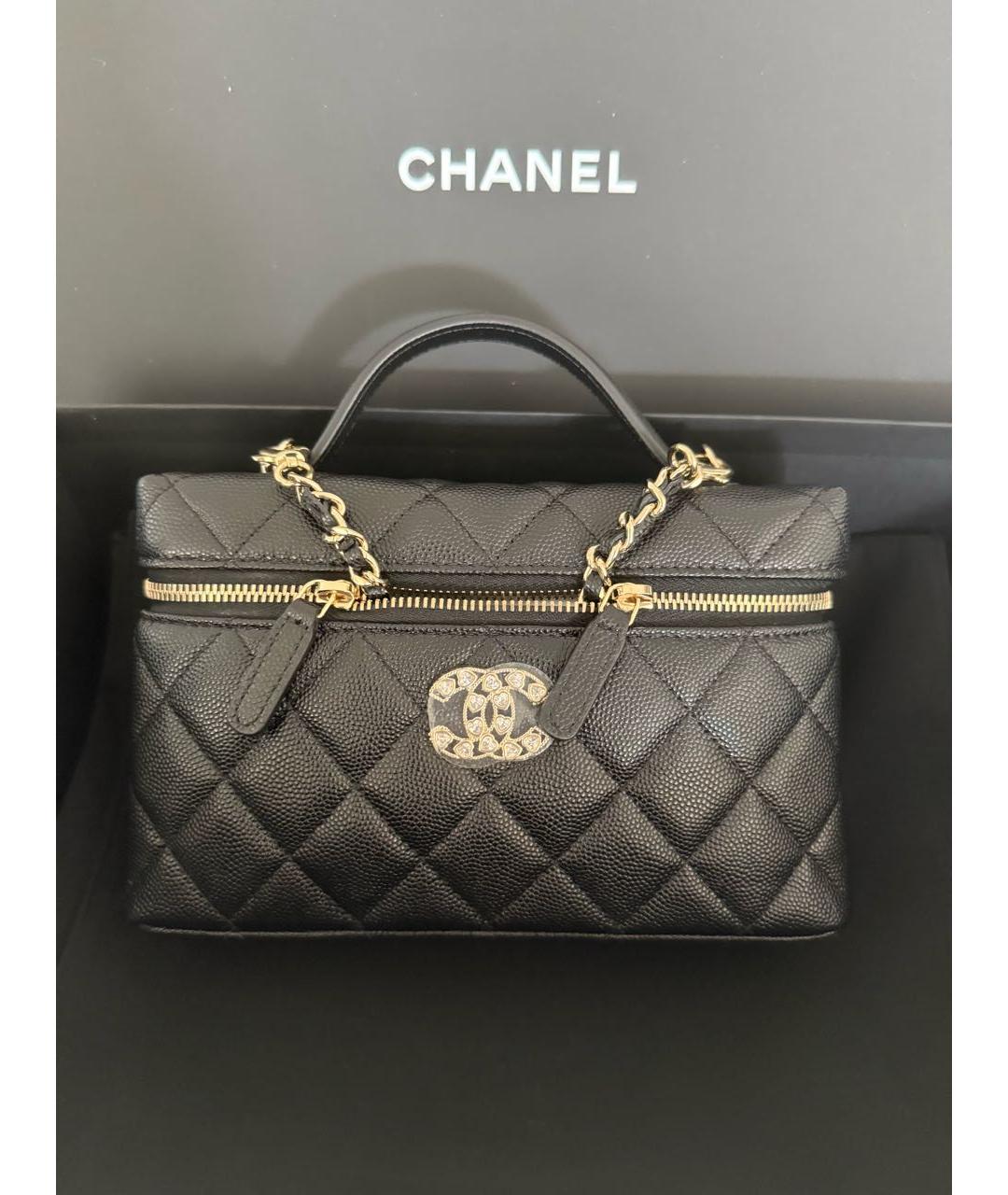 CHANEL Черная кожаная сумка с короткими ручками, фото 5