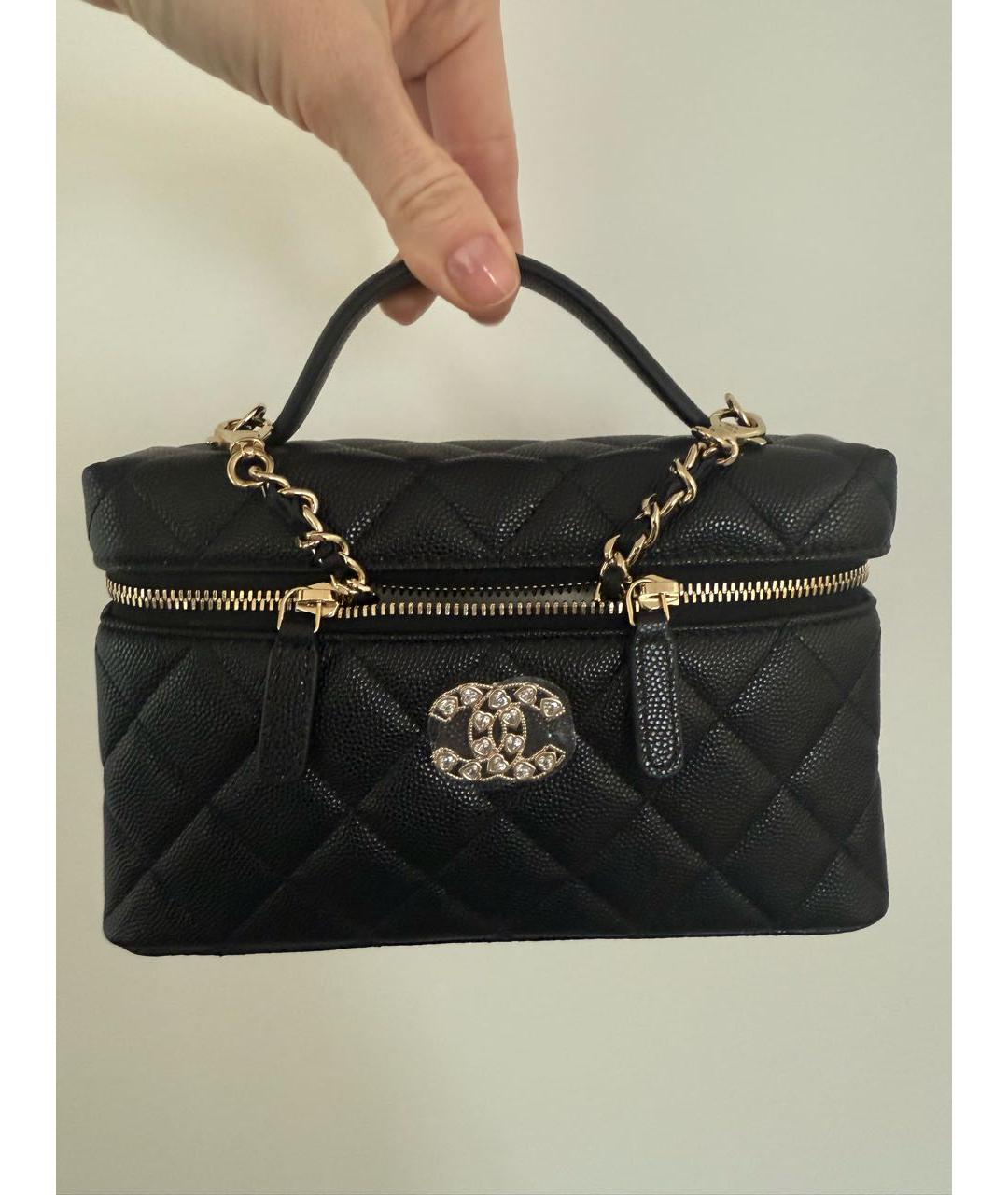 CHANEL Черная кожаная сумка с короткими ручками, фото 2