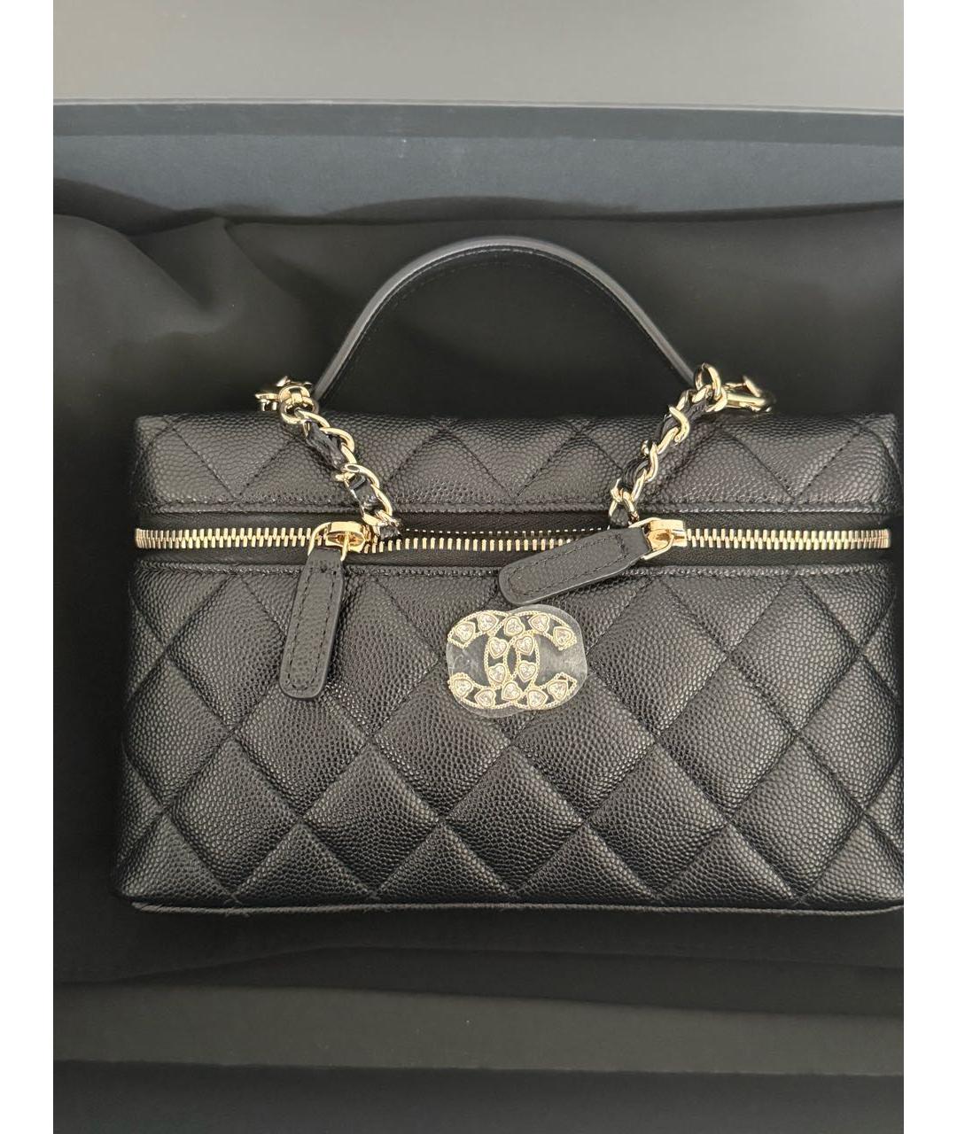 CHANEL Черная кожаная сумка с короткими ручками, фото 8