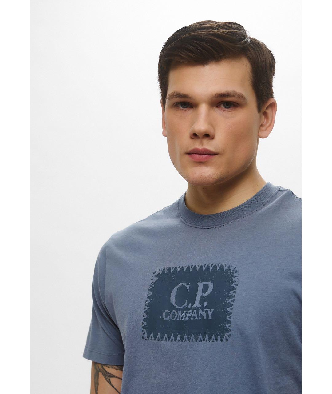 CP COMPANY Синяя хлопковая футболка, фото 4