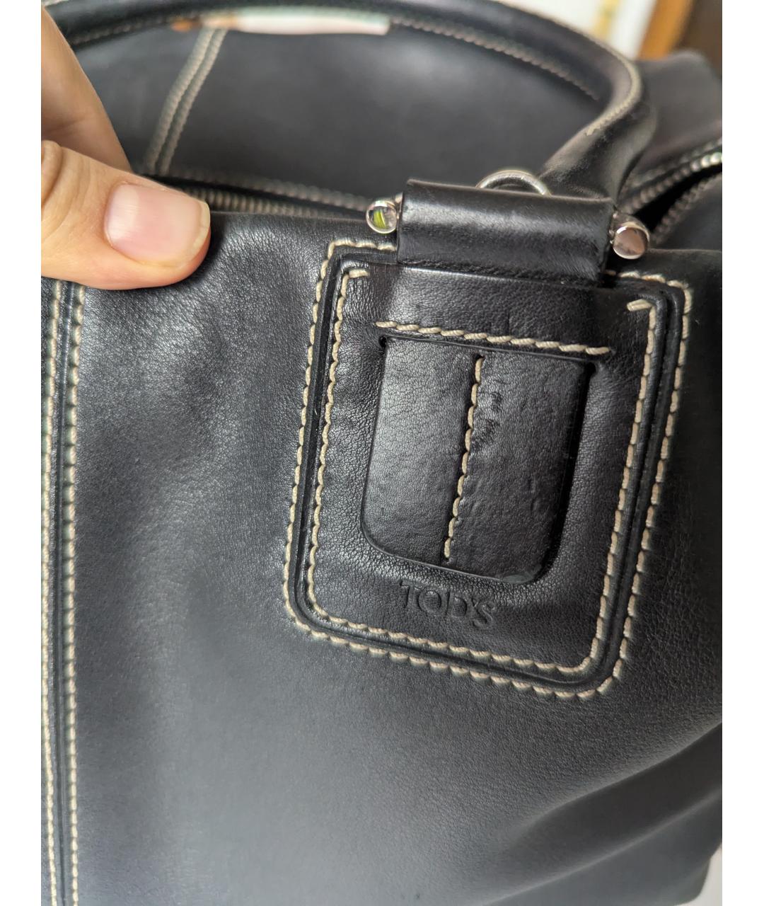 TOD'S Черная кожаная сумка с короткими ручками, фото 3
