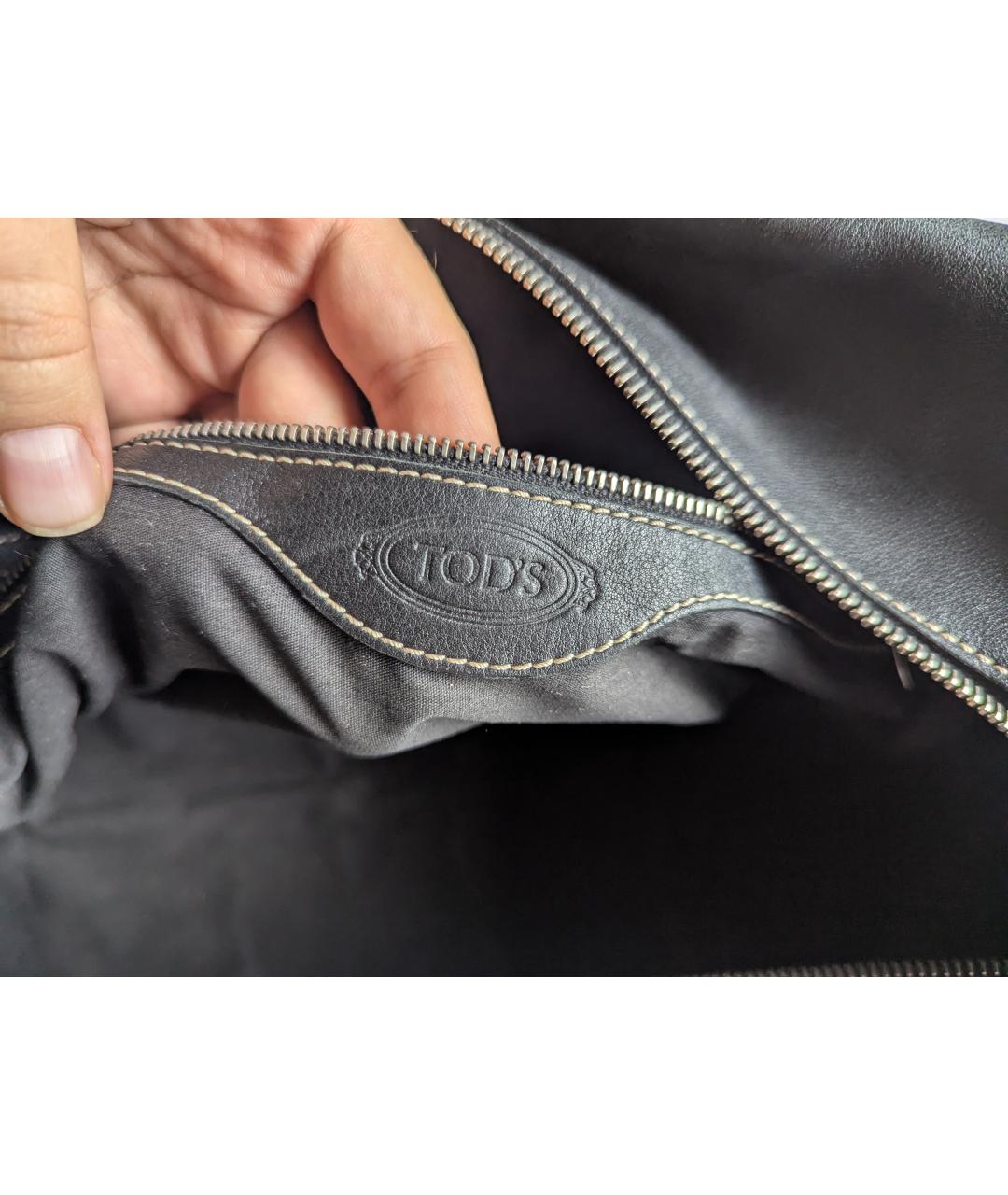 TOD'S Черная кожаная сумка с короткими ручками, фото 2