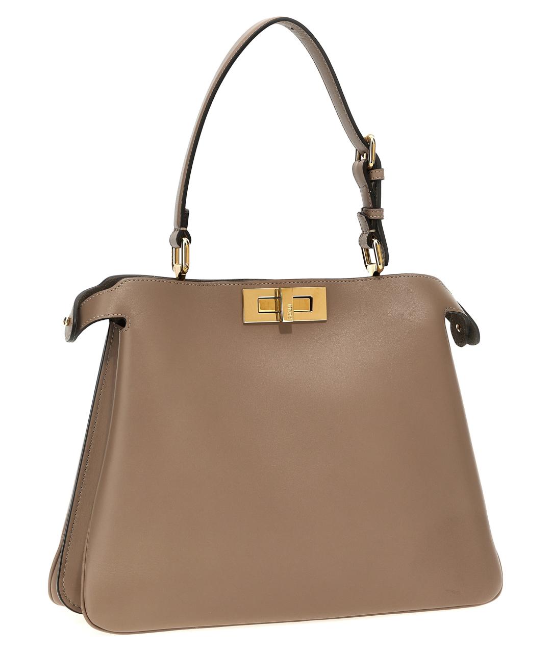 FENDI Бежевая кожаная сумка тоут, фото 2