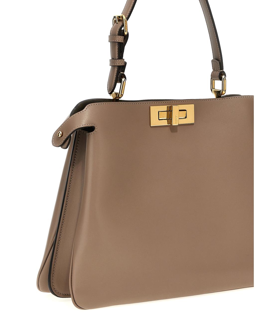 FENDI Бежевая кожаная сумка тоут, фото 3