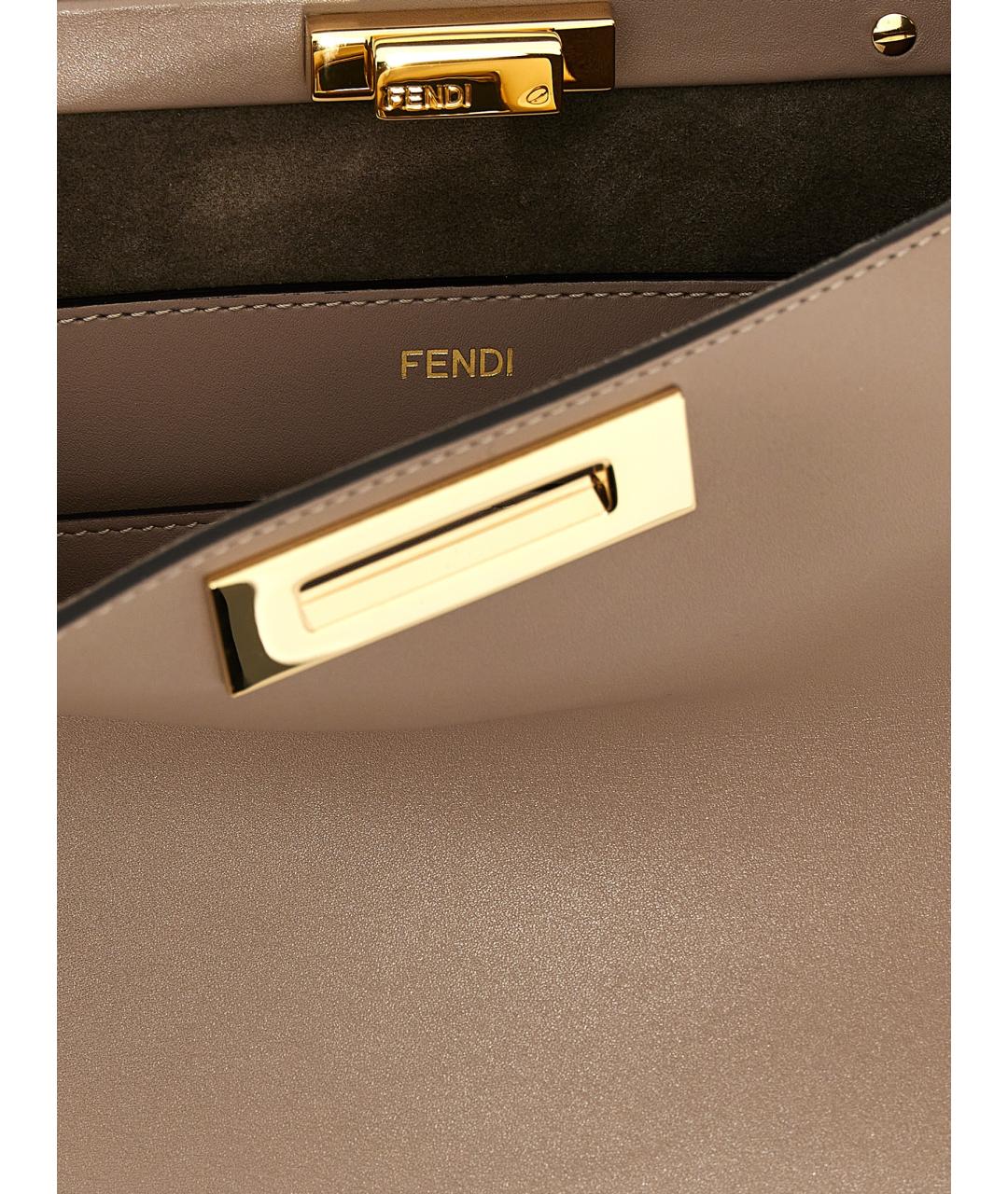 FENDI Бежевая кожаная сумка тоут, фото 4