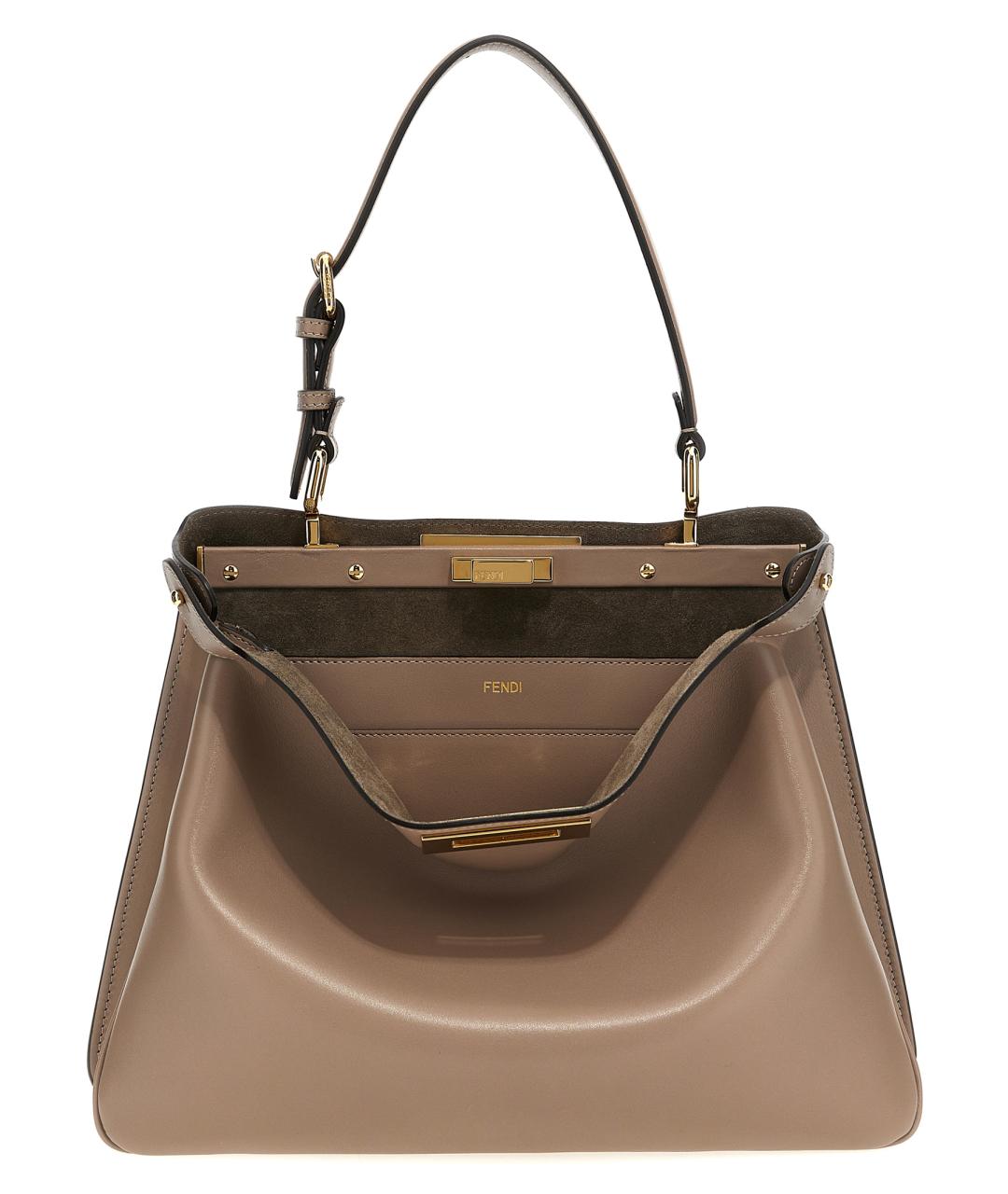 FENDI Бежевая кожаная сумка тоут, фото 1