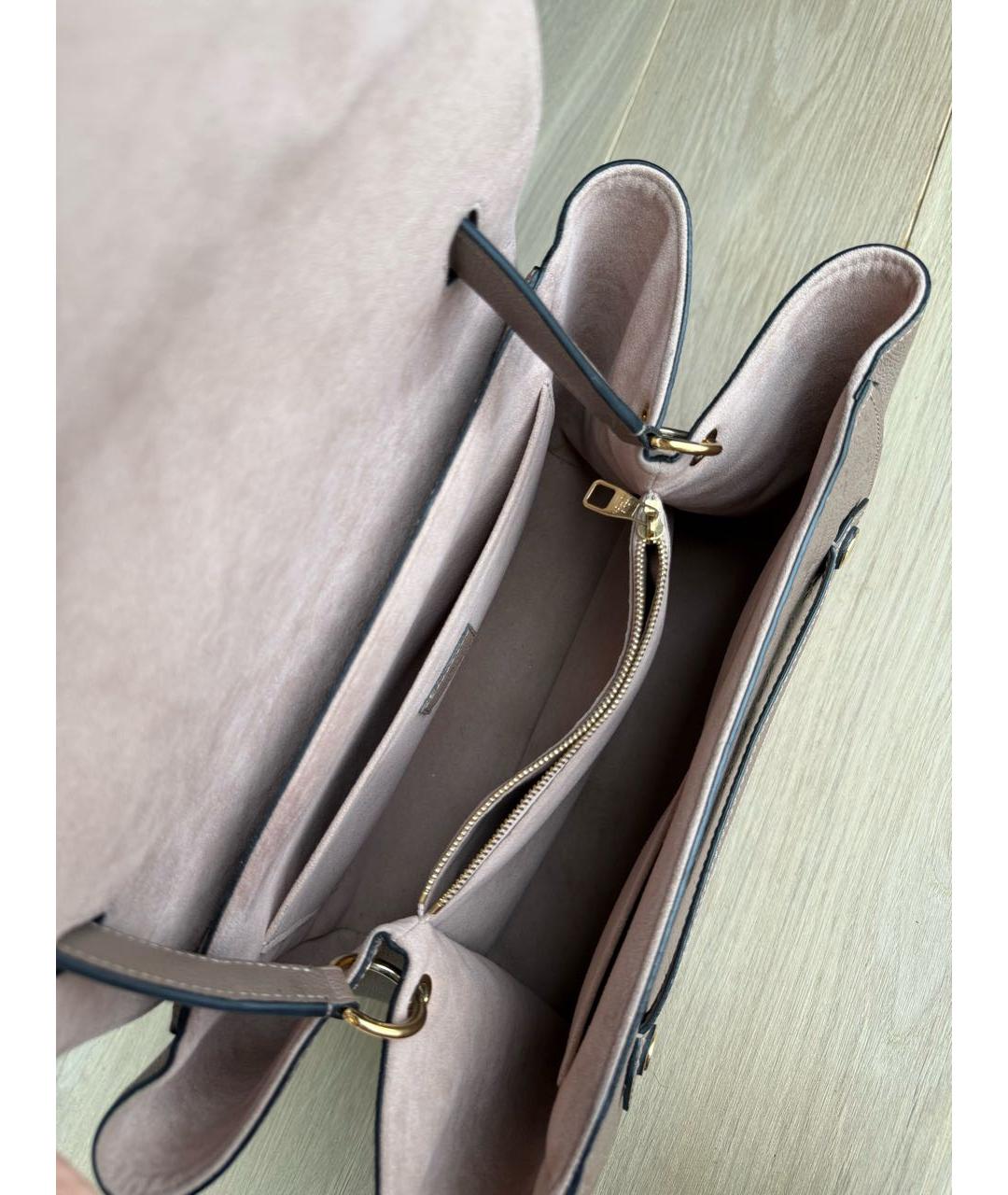 LOUIS VUITTON Бежевая кожаная сумка с короткими ручками, фото 3
