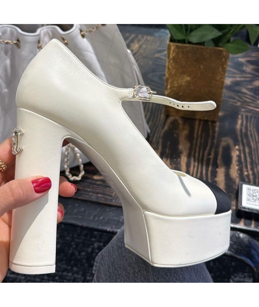 CHANEL Белые кожаные туфли, фото 8
