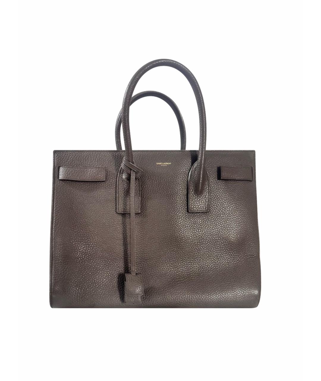 SAINT LAURENT Серая кожаная сумка тоут, фото 1
