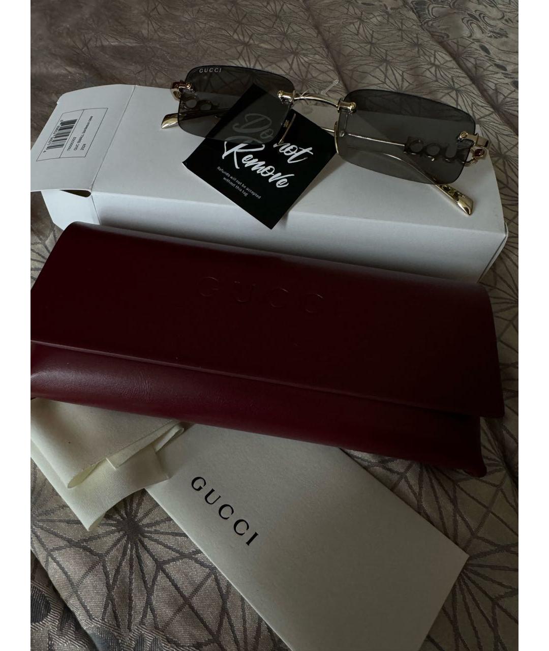 GUCCI Черные металлические солнцезащитные очки, фото 4