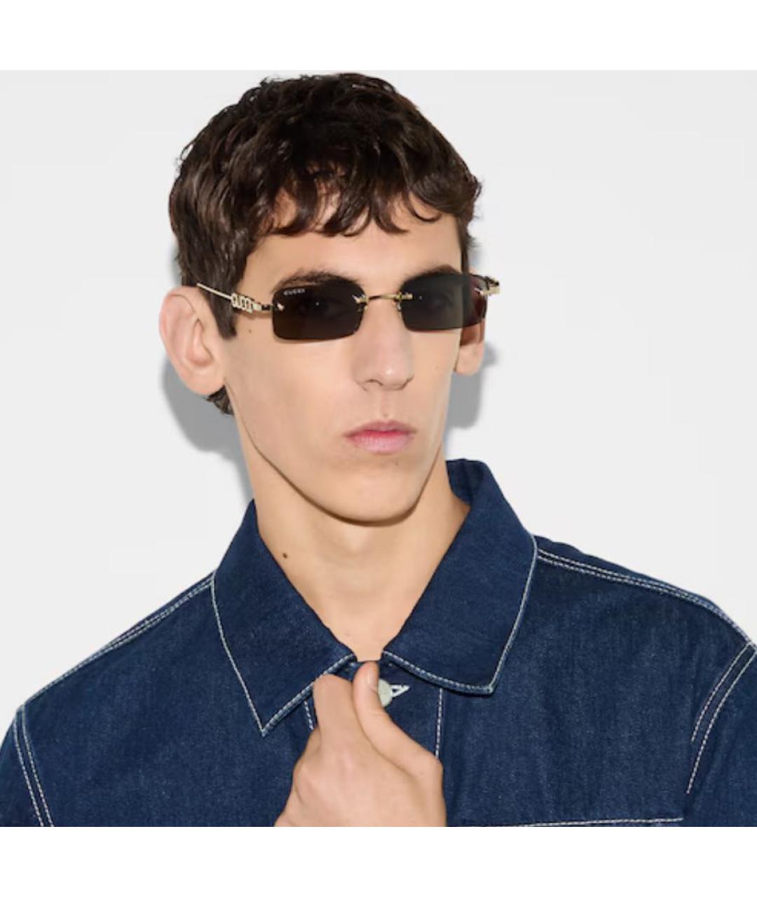 GUCCI Черные металлические солнцезащитные очки, фото 6