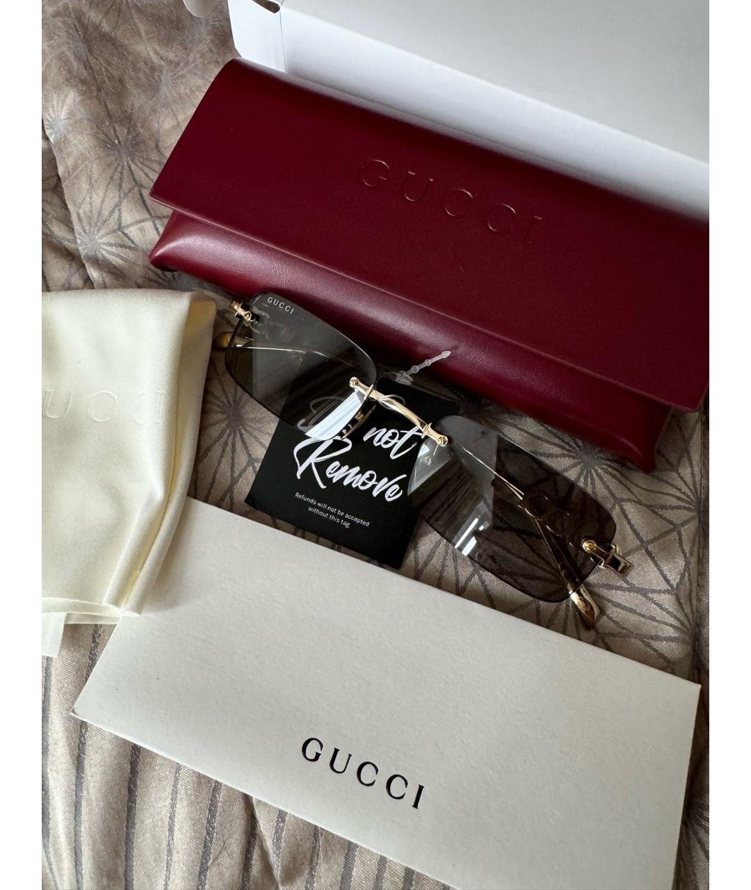 GUCCI Черные металлические солнцезащитные очки, фото 7