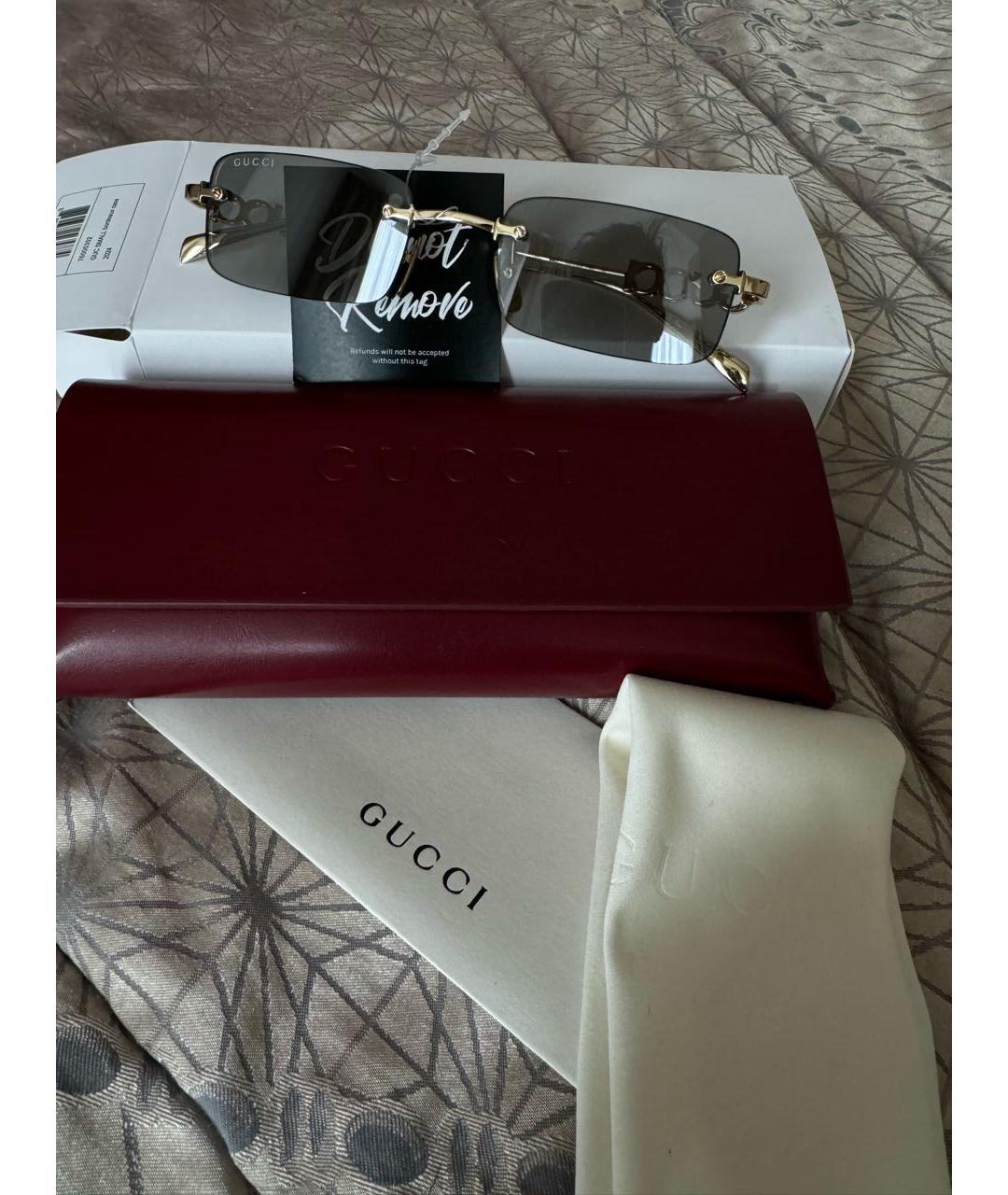 GUCCI Черные металлические солнцезащитные очки, фото 5