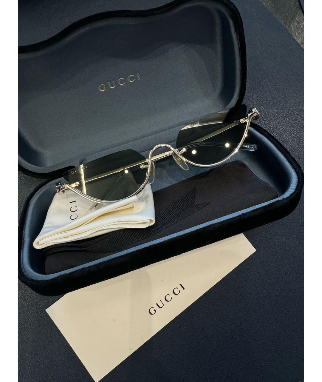 GUCCI Черные металлические солнцезащитные очки, фото 4