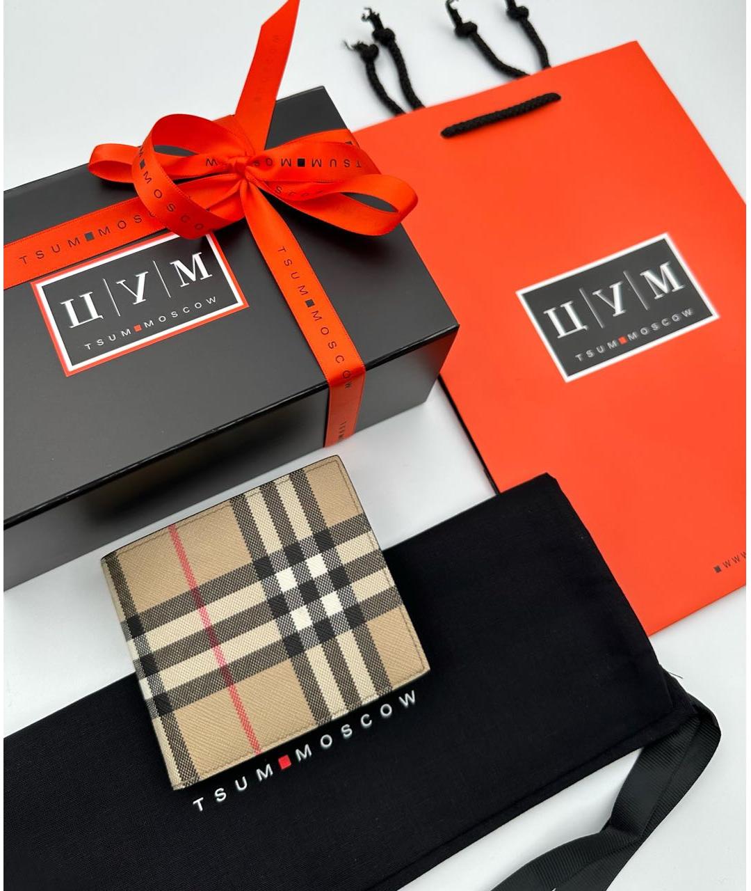 BURBERRY Бежевый кожаный кошелек, фото 2