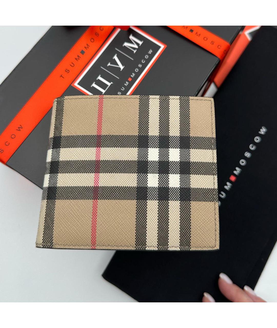 BURBERRY Бежевый кожаный кошелек, фото 3