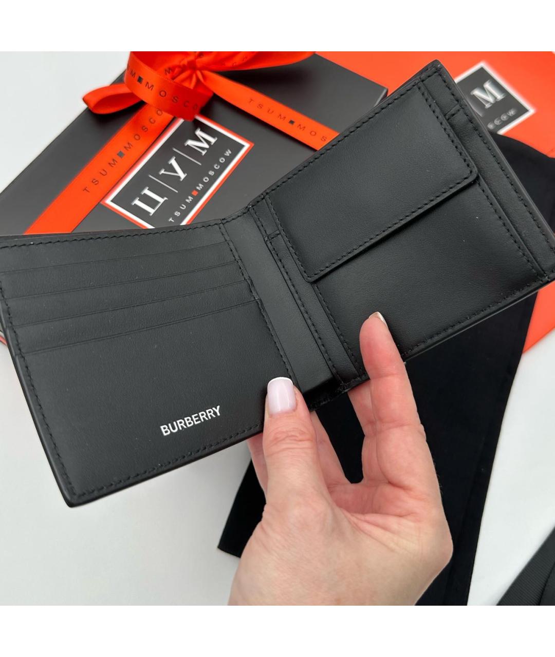 BURBERRY Бежевый кожаный кошелек, фото 4