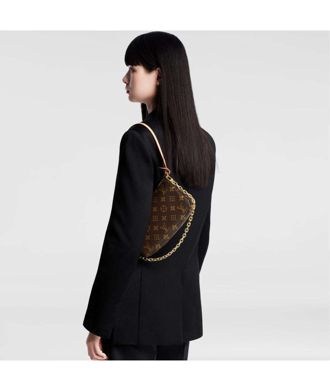 LOUIS VUITTON Коричневая кожаная сумка через плечо, фото 6