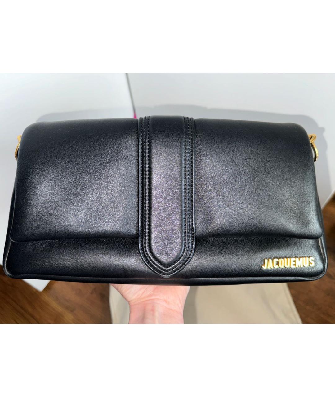 JACQUEMUS Черная кожаная сумка через плечо, фото 3