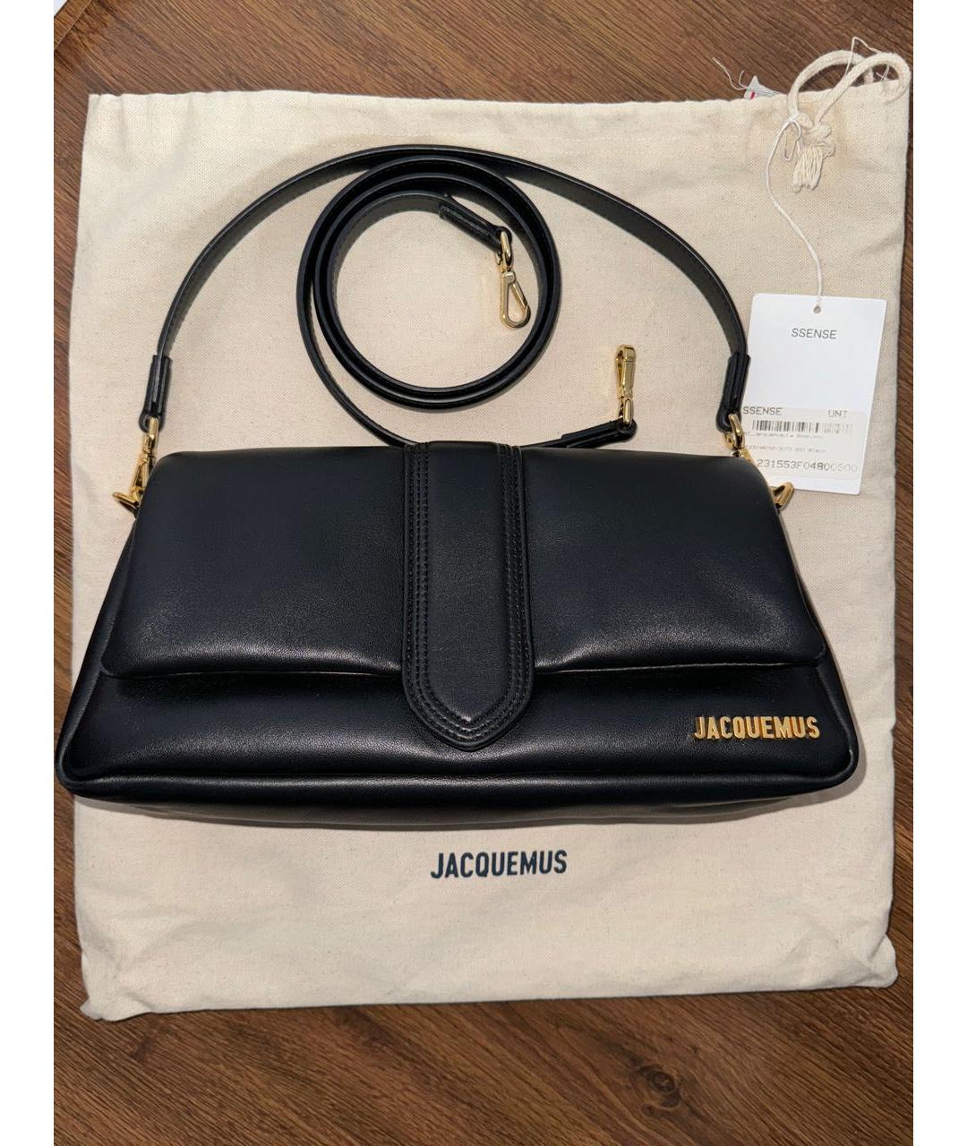 JACQUEMUS Черная кожаная сумка через плечо, фото 2