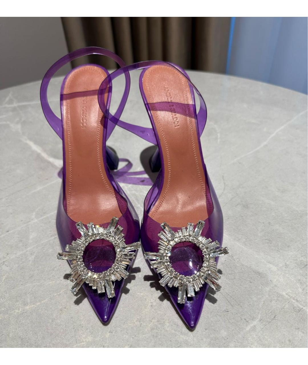 Amina Muaddi Фиолетовые туфли, фото 2