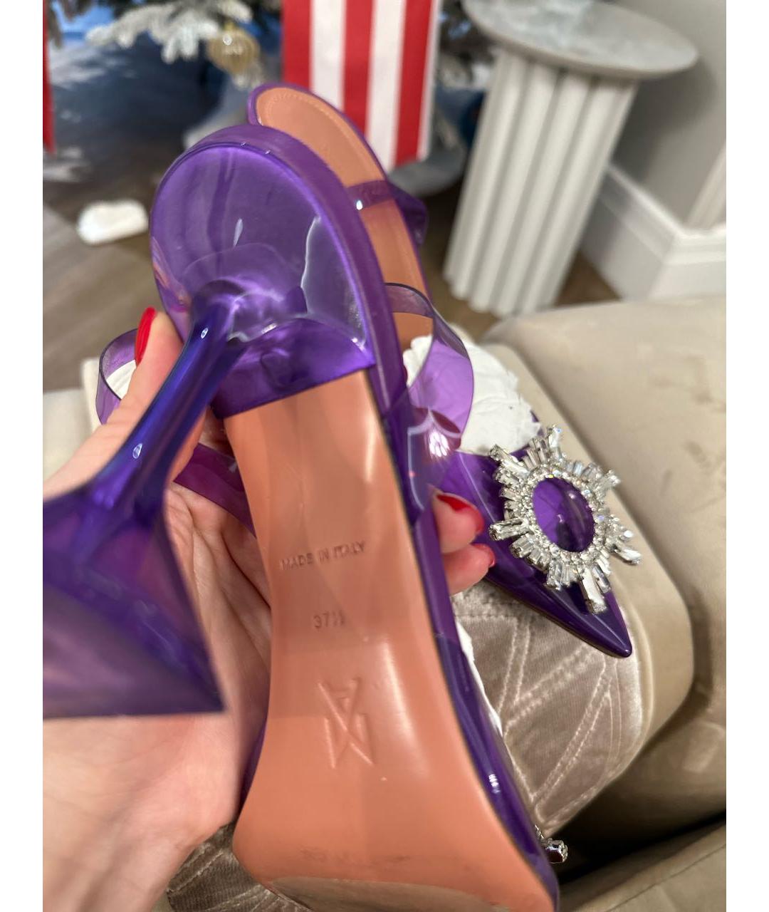 Amina Muaddi Фиолетовые туфли, фото 5