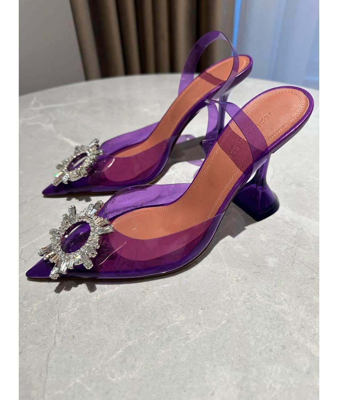 Amina Muaddi Фиолетовые туфли, фото 3
