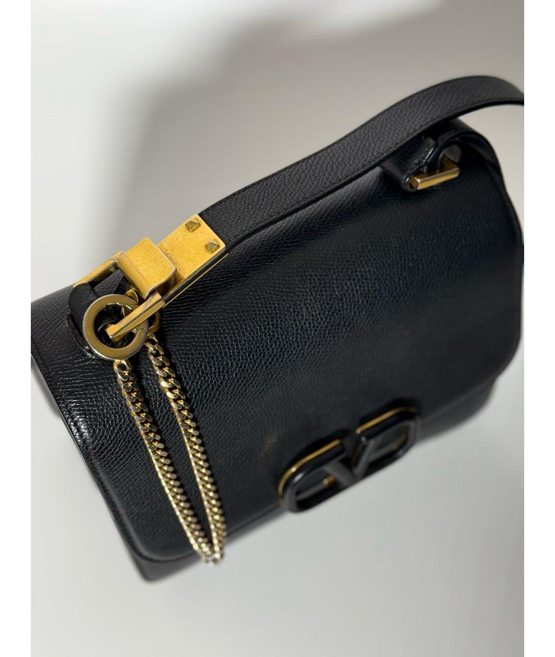 VALENTINO Черная кожаная сумка через плечо, фото 6
