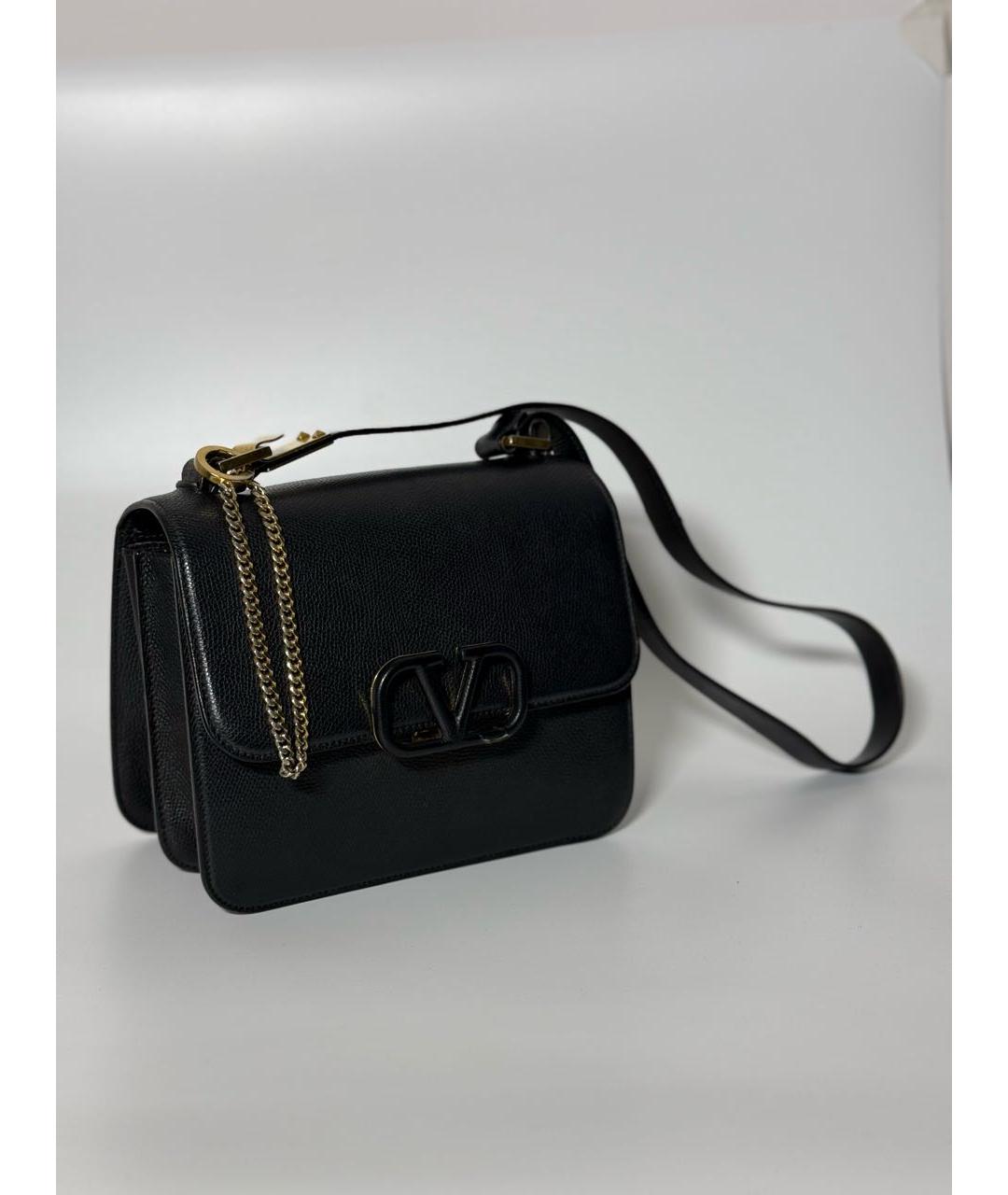 VALENTINO Черная кожаная сумка через плечо, фото 8