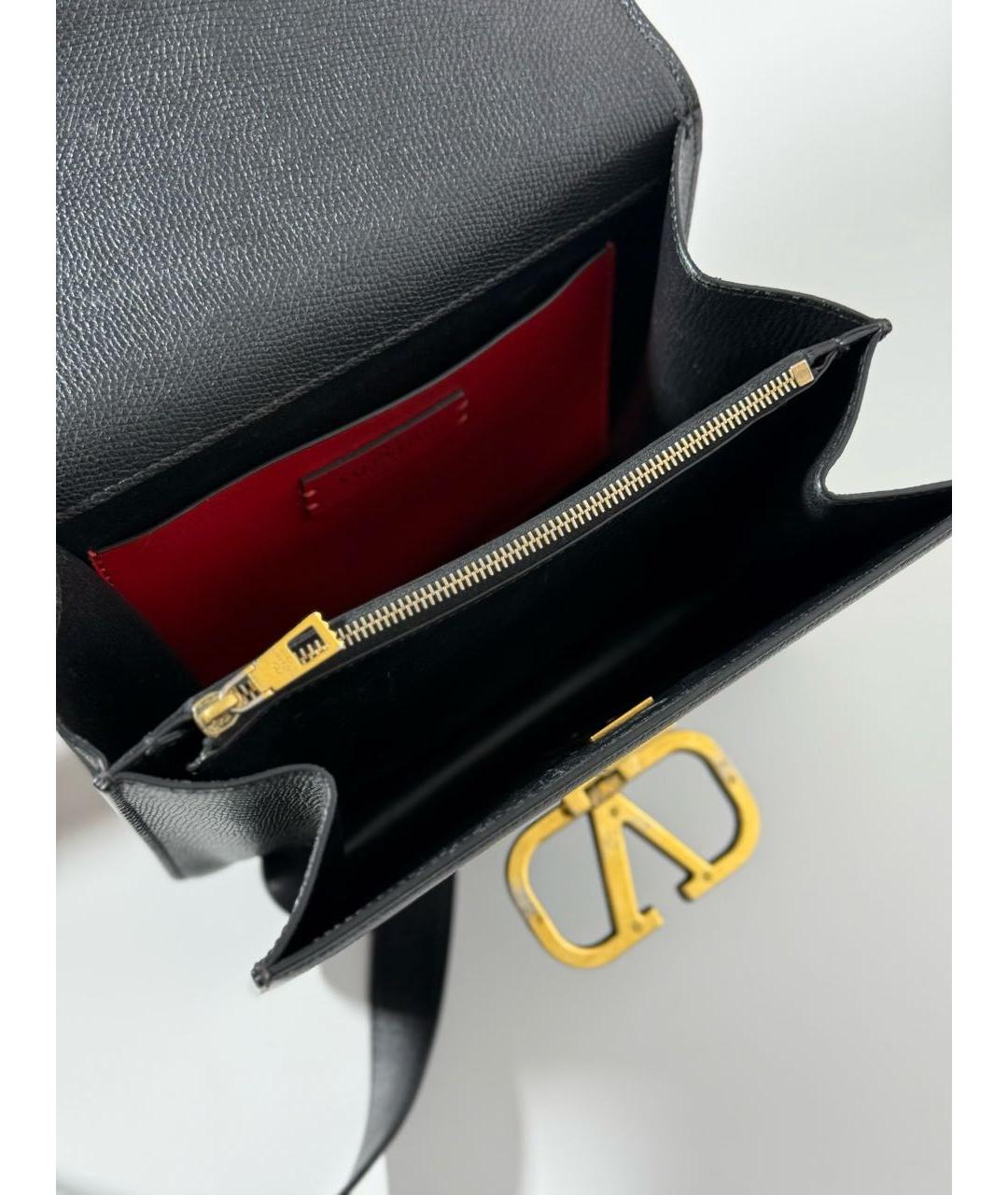 VALENTINO Черная кожаная сумка через плечо, фото 5