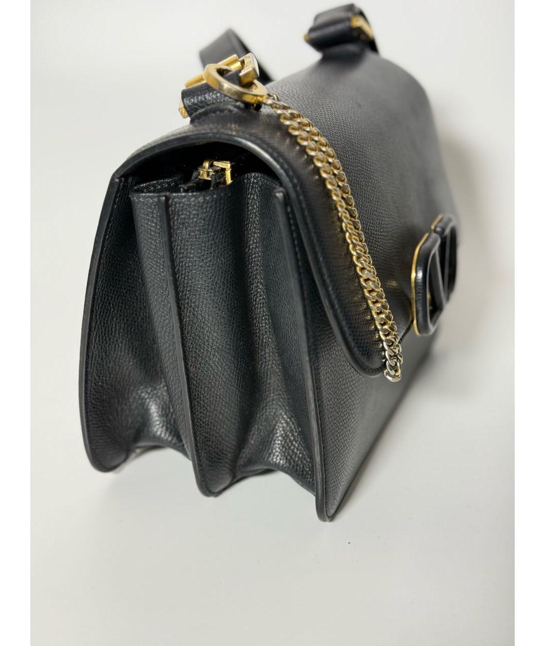 VALENTINO Черная кожаная сумка через плечо, фото 7