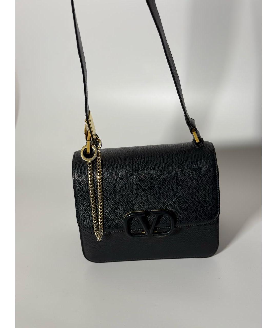 VALENTINO Черная кожаная сумка через плечо, фото 2