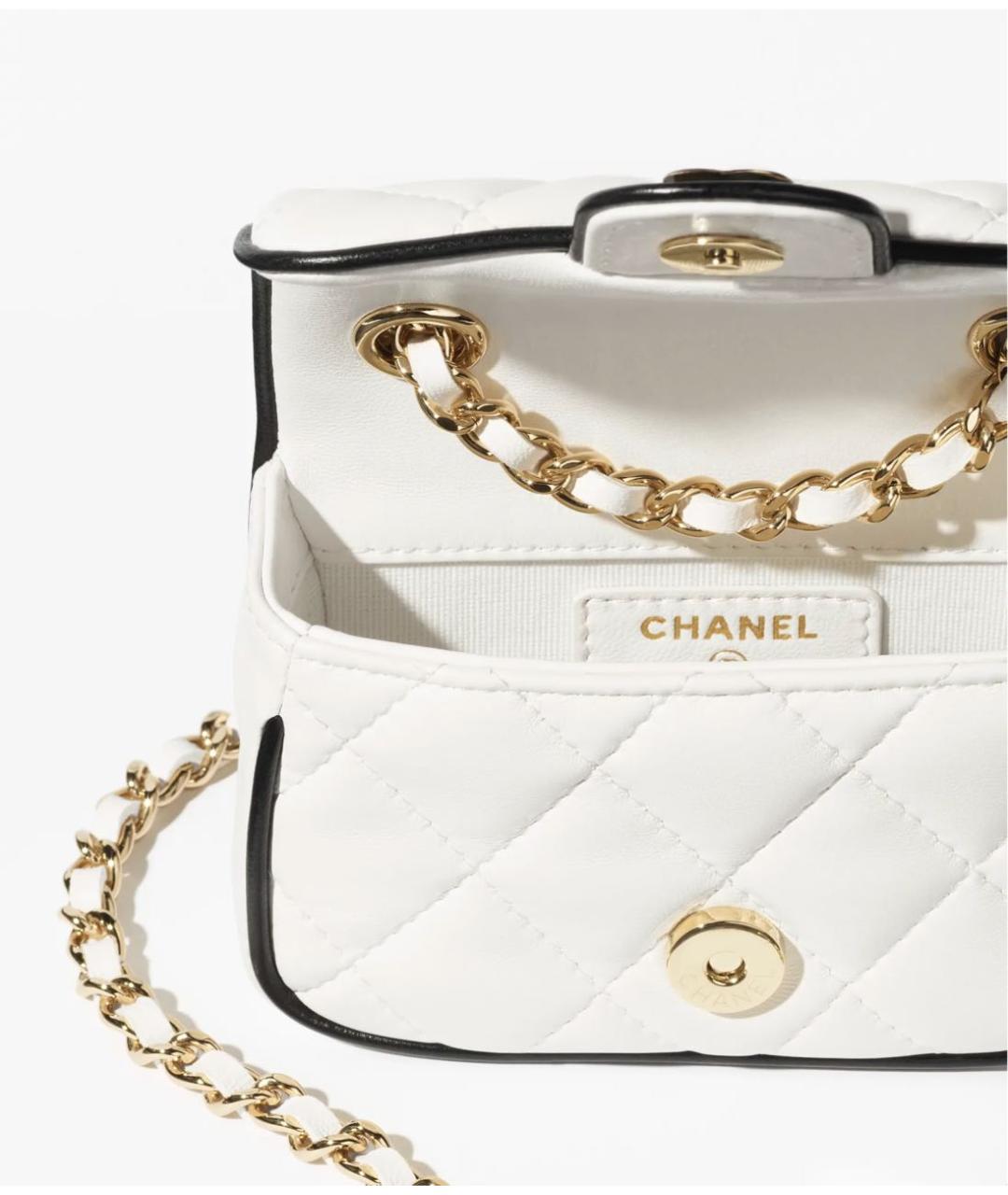 CHANEL Белая кожаная сумка через плечо, фото 3